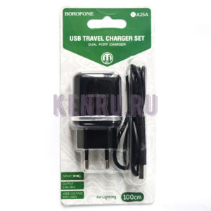 Borofone Блок питания BA25A Lightning 2.4A 1m Black