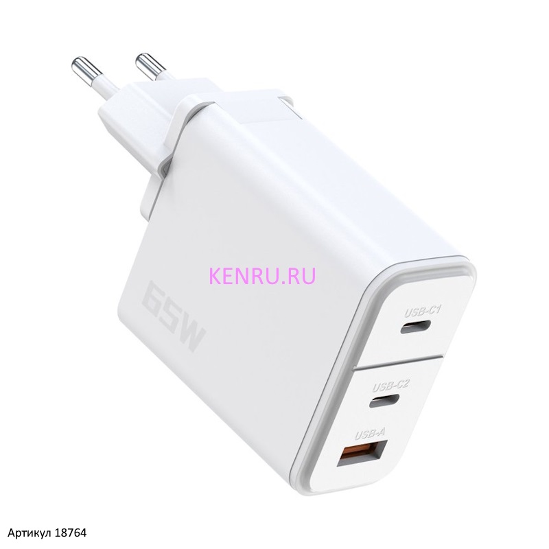 PZX P69e Блок питания 2Type-C и 1USB 65W Белый